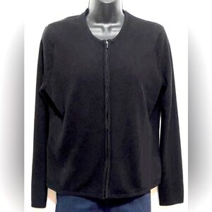 Norton McNaughton Petites Woman Black Front Zipper Sweater Size PL
